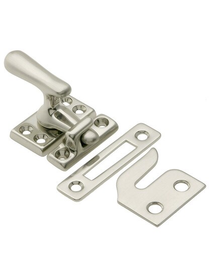 Solid Brass Casement Window Latch in Satin Nickel.